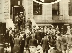 Relative Prints: People waiting for news of the Titanic... New York City, USA, April 1912, (1935)