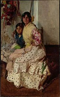 Oil Paint Paint Prints: Pepilla and her Daughter, 1910. Creator: Joaquin Sorolla y Bastida