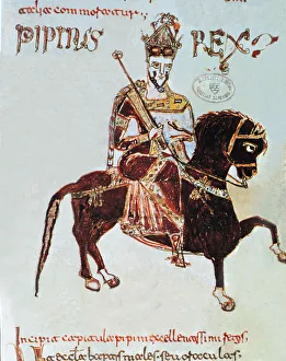 Pepin (777-810), king of Italy, of the miniature Chronica 10th century