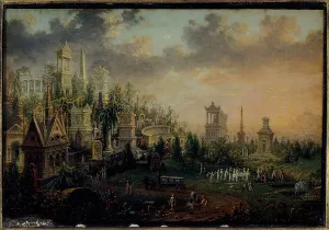 20th Arrondissement Prints: Pere-Lachaise cemetery, current 20th arrondissement, 1835. Creator: Jean Francois Lebelle