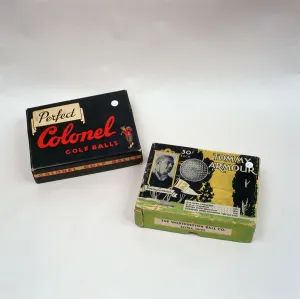 Brand Prints: Perfect Colonel golf ball box, c1905 and Tommy Armour Golf Balls, c1932