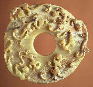 Dragons Prints: Perforated Disk (Bi) with Dragons, between c.1550 and c.1644. Creator: Unknown