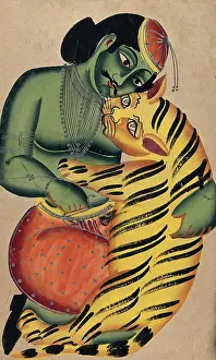 Wrestling Prints: A performer wrestling with a trained tiger. Creator: Unknown