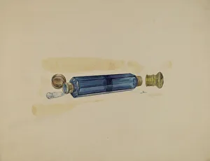 Glasswork Prints: Perfume Bottle, 1938. Creator: Ralph Atkinson