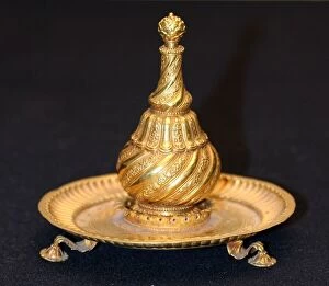 Tray Collection: Perfume Bottle (Attardan) and Tray, 18th / 19th century. Creator: Unknown