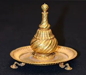 Perfume Bottle Prints: Perfume Bottle (Attardan) and Tray, 18th / 19th century. Creator: Unknown