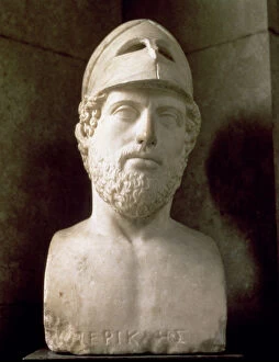 Pericles (495-429 BC), Athenian statesman and strategist, Roman copy of a Greek bust, 2nd BC