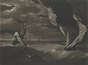 Mezzotint Gallery: The Perilous Situation of Major Mony, When He Fell into the Sea with His Balloon, June 24, 1789