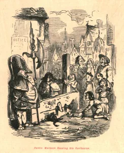 The Comic History Of England Gallery: Perkin Warbeck Reading his Confession, 1897. Creator: John Leech