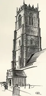 Marjorie Courtney Prints: A Perpendicular Church Tower, Winterton