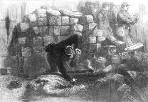 Cobblestone Prints: The last perquisition, 1871. Creator: Unknown