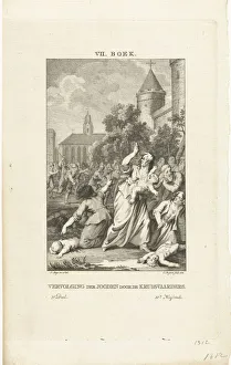 Persecution of the Jews by the crusaders, 1784. Artist: Bogerts, Cornelis (1745-1817) Persecution of the Jews by the crusaders, 1784. Artist: Bogerts, Cornelis (1745-1817)