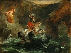 Nude Woman Collection: Perseus Freeing Andromeda, 1847. Creator: Delacroix, Eugene (1798-1863)