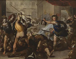 Images Dated 18th June 2013: Perseus turning Phineas and his Followers to Stone, Early 1680s. Artist: Giordano, Luca (1632-1705)