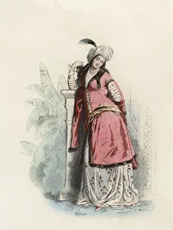 Modern Age Prints: Persian Lady, in the modern age, color engraving 1870