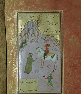 Persian manuscript with an illustration of Polo, 16th century