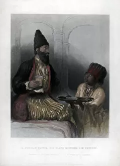 A Persian Prince, his slave bringing him sherbet, 19th century. Artist: H Robinson