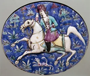 Persian tile depicting a horseman, 19th century