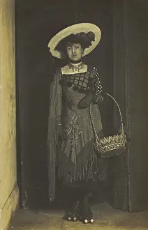Roller Skating Prints: A person wearing a dress, large hat and roller skates