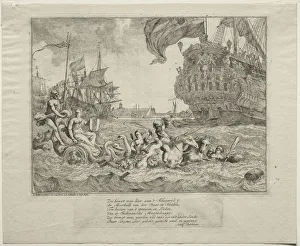 Early 18th Century Prints: The Personification of Amsterdam Riding in Neptunes Chariot