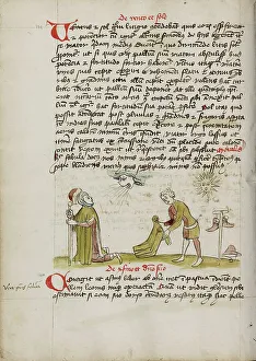 A Personification of Wind Blowing on a Man: The Sun Shining... third quarter of 15th century. Creator: Unknown