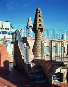 Gaudi I Cornet Gallery: Perspective of the chimneys in the west area of the Güell Palace 1886-1890
