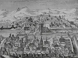 Capital City Prints: Perspective of the city of Paris in 1607, France, 1878. Creator: Unknown