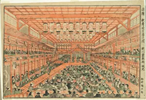Auditorium Gallery: Perspective Picture of a Kabuki Theater (Uki-e Kabuki shibai no zu), c. 1776
