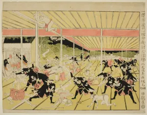 Mugino Orochimaro Prints: Perspective Picture of the Night Attack from Act XI of the Storehouse of Loyal