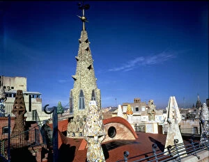 Antoni Gallery: Perspective of the roof terrace of the Güell Palace building 1886-1890, designed