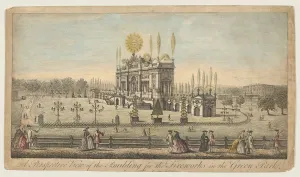 Green Park Prints: A Perspective View of the Building for the Fireworks in the Green Park, London, ca. 1749