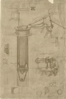 Brown Indian Ink On Paper Gallery: Perspectograph (optical instrument), Between 1480 and 1518. Creator: Leonardo da Vinci (1452-1519)