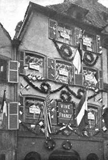 Liberated Prints: Petain et Foch a Strasbourg; La parure de fete de Strasbourg liberee: deux facades ornees