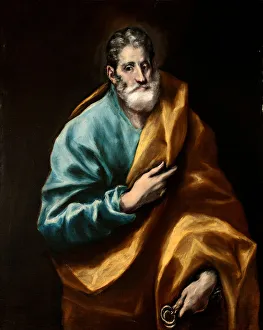 Popes Prints: Peter the Apostle. Artist: El Greco, Dominico (1541-1614)