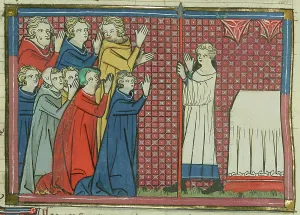 Book Art Prints: Peter Bartholomew with the Holy Lance, 1337. Creator: Maître de Fauvel (active 1314-1340)