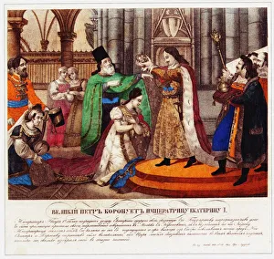 Peter the Great crowns his wife Catherine I as Empress, 1833. Artist: Russian Master