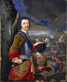 Peter the Great with his page Abraham Hannibal, ca 1720
