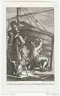 Vinkeles Prints: Peter the Great working at Amsterdam Naval Shipyard