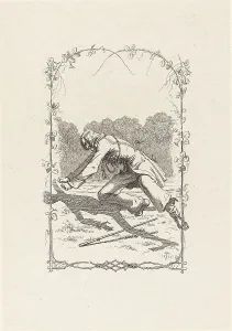 Etching On Chine Coll Prints: Peter Schlemihl Chasing His Shadow, 1836. Creator: Adolf Schrödter