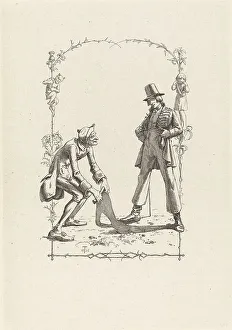 Etching On Chine Coll Prints: Peter Schlemihl Sells His Shadow, 1836. Creator: Adolf Schrödter