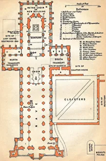 Ground Plan Prints: Peterborough Cathedral, c20th Century. Artist: John Bartholomew