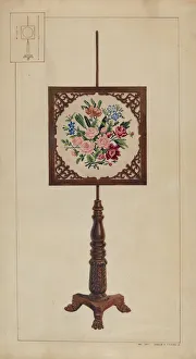 Fire Screen Prints: Petit Point Fire Screen, c. 1937. Creator: Ernest A Towers Jr
