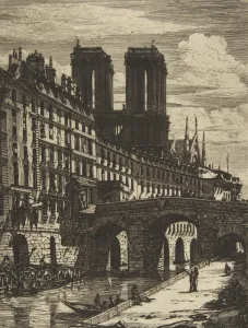 Meryon Prints: The Petit Pont, Paris, 1850 and later. Creator: Charles Meryon