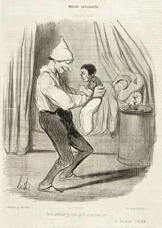 Feature Prints: Petit scélérat! Je crois qu'il aura mon nez!... 1840. Creator: Honore Daumier