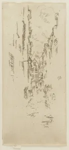 Brussels Belgium Prints: Petite Rue des Bouchers, 1887. Creator: James Abbott McNeill Whistler
