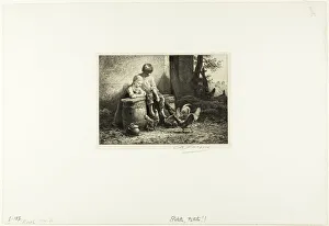 Jacque Charles Emile Prints: Petits! Petits!, c. 1865. Creator: Charles Emile Jacque