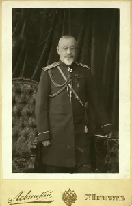 Petr Semenovich Vannovskii, full-length portrait, standing, facing front, between 1870 and 1890. Creator: Unknown