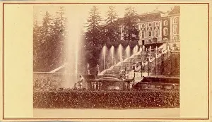 Water Fountain Prints: Petrodvorets, Grand Palace, mid-19th century. Creator: Alfred Lorens