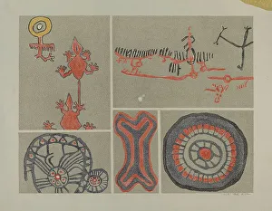 Animal Motif Prints: Petroglyph, 1935/1942. Creator: Lala Eve Rivol