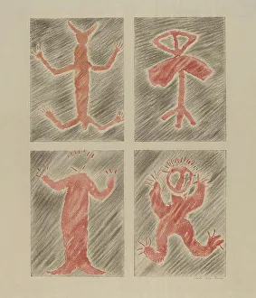 Rock Art Prints: Petroglyph Design, 1935/1942. Creator: Lala Eve Rivol